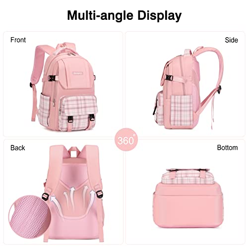 FANDARE Ultraligero Mochilas Tipo Casual Mochilas Escolares Bolsas Escolares Niñas Niños Mochilas Escolares para Adolescentes Estudiante Viaje Salida de Primavera Impermeable Poliéster Celosía gris