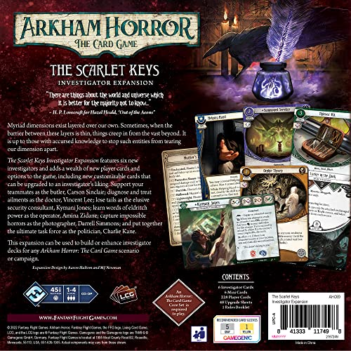 Fantasy Flight Games, The Scarlet Keys Investigator Expansion: Arkham Horror The Card Game, Juego de Cartas, a Partir de 14 años, 1-4 Jugadores, 45 Minutos de Tiempo de Juego, FFGAHC69