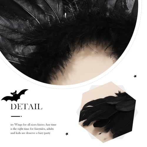 Fashband Halloween Black Angel Wings Black Feather Wings Black Angel Costume Set Angel Wings Girls Kids Black Wings para Fiesta Carnival Cosplay