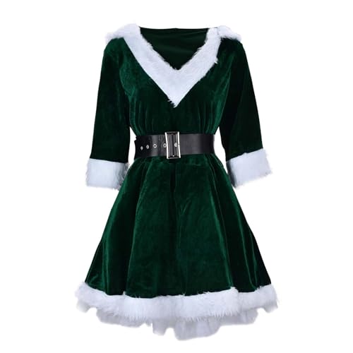 FASLOLSDP Vestido de noche de Navidad liso para mujer, disfraz de espectáculo de escenario medieval para mujer, casco de guerra medieval (verde, XL)