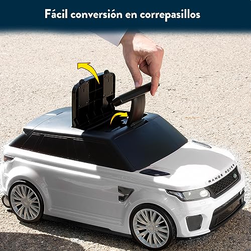 FEBER - Range Rover Foot to floor and Suitcase color Blanco, 2 en 1, Maleta infantil para viajes y Coche Correpasillos, equipaje de mano para niños, para niños y niñas de 2 a 6 años, Famosa (FED20000)