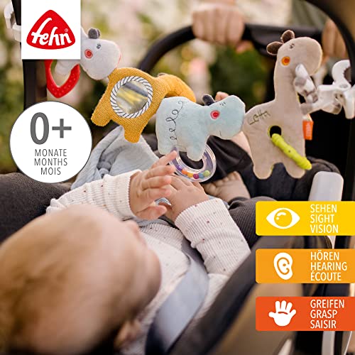 Fehn cadena cochecito móvil bebé Loopy & Lotta - Cadena móvil bebé con simpáticas figuras colgantes - Juguete para colgar flexible - Juguete cochecito para bebés y niños pequeños a partir de 0+ meses