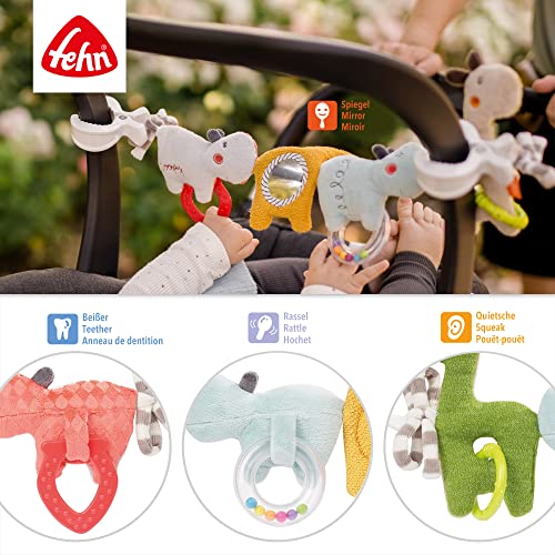 Fehn cadena cochecito móvil bebé Loopy & Lotta - Cadena móvil bebé con simpáticas figuras colgantes - Juguete para colgar flexible - Juguete cochecito para bebés y niños pequeños a partir de 0+ meses