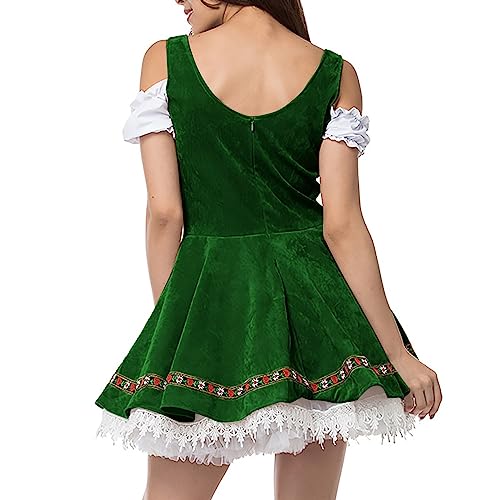 Feiboyy Lolita Ropa gótica plus tamaño carnaval disfraz dividido traje Oktoberfest vestido cosplay fiesta baile disfraz gótico retro medieval unicornio alfombra, Verde-4., S