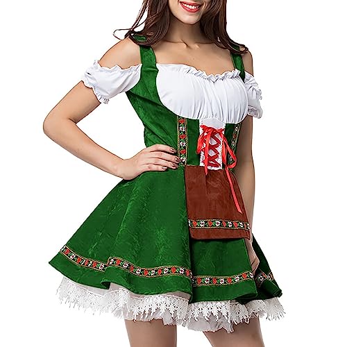 Feiboyy Lolita Ropa gótica plus tamaño carnaval disfraz dividido traje Oktoberfest vestido cosplay fiesta baile disfraz gótico retro medieval unicornio alfombra, Verde-4., S