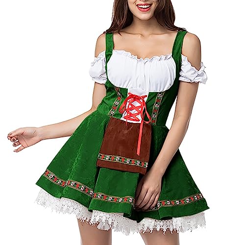 Feiboyy Lolita Ropa gótica plus tamaño carnaval disfraz dividido traje Oktoberfest vestido cosplay fiesta baile disfraz gótico retro medieval unicornio alfombra, Verde-4., S