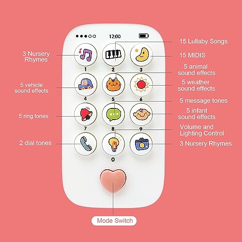 Felly Juguetes Moviles para Bebes, Teléfono de Juguete para bebés 6 7 8 9 10 11 12 Meses, Regalo con Canciones Sonidos Texto y Luces Intermitentes para a Partir de 6 Meses