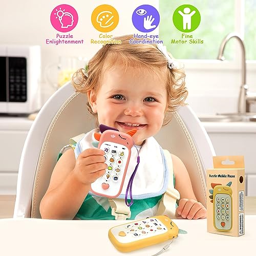 Felly Juguetes Moviles para Bebes, Teléfono de Juguete para bebés 6 7 8 9 10 11 12 Meses, Regalo con Canciones Sonidos Texto y Luces Intermitentes para a Partir de 6 Meses