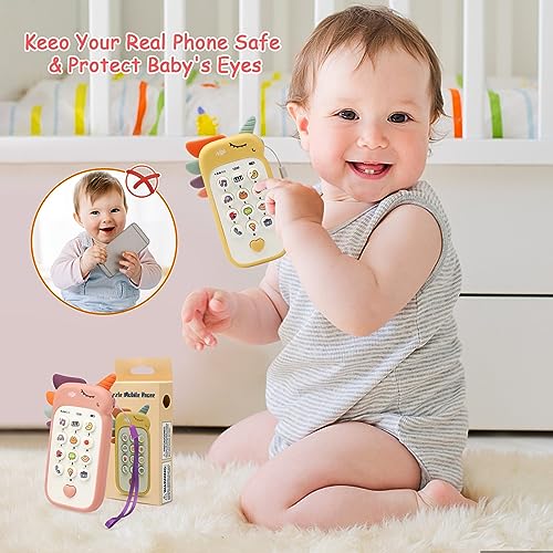 Felly Juguetes Moviles para Bebes, Teléfono de Juguete para bebés 6 7 8 9 10 11 12 Meses, Regalo con Canciones Sonidos Texto y Luces Intermitentes para a Partir de 6 Meses