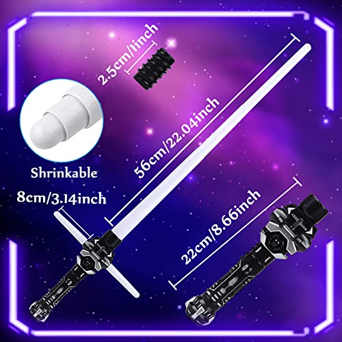 FGen 2 Piezas Star Wars Laser Sword,Sable de Luz Retráctil,2 en 1 Sable De Luz,Espada Laser 7 Colores,Lightsaber,Sin Efectos De Sonido,Cosplay,Regalo De CumpleañOs para Adultos Y NiñOs