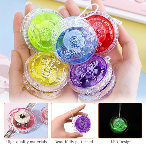 FGJCJ Yoyo para Principiantes, 15 Piezas LED Yo Yo Niños, Responsivo Yoyo, Yoyos Juguetes con Luz LED, Yo-Yo Profesional, yoyó de Retorno automático, Yoyo Bola Competitivo Yo Yo Regalo para niños