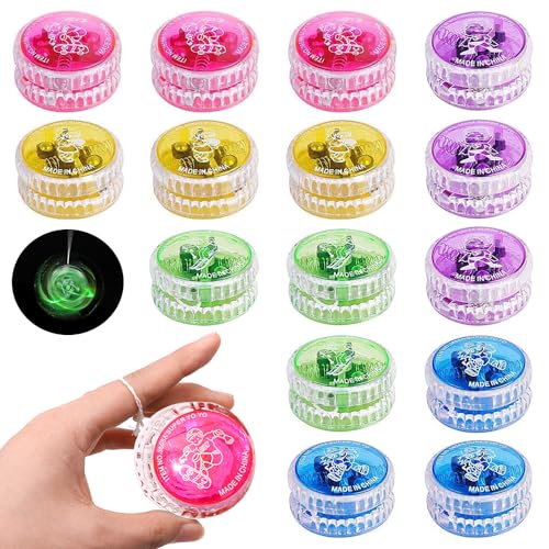 FGJCJ Yoyo para Principiantes, 15 Piezas LED Yo Yo Niños, Responsivo Yoyo, Yoyos Juguetes con Luz LED, Yo-Yo Profesional, yoyó de Retorno automático, Yoyo Bola Competitivo Yo Yo Regalo para niños