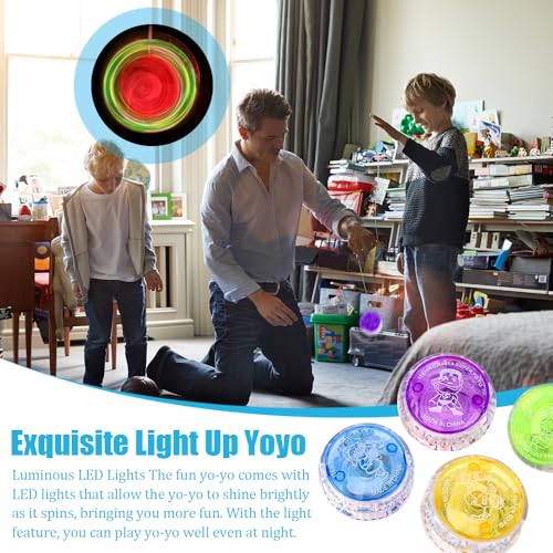 FGJCJ Yoyo para Principiantes, 15 Piezas LED Yo Yo Niños, Responsivo Yoyo, Yoyos Juguetes con Luz LED, Yo-Yo Profesional, yoyó de Retorno automático, Yoyo Bola Competitivo Yo Yo Regalo para niños