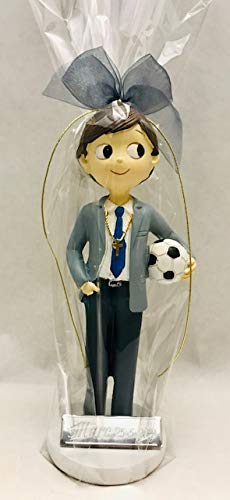 Figura comunión niño tarta GRABADA PERSONALIZADA figuras muñeco pastel fútbol