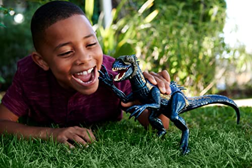 Figura de Dinosaurio Jurassic World Indoraptor Track N Attack con Equipo de Seguimiento y 3 características de Ataque, Regalo de Juguete con Juego físico y Digital