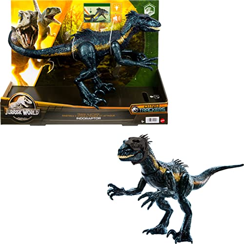 Figura de Dinosaurio Jurassic World Indoraptor Track N Attack con Equipo de Seguimiento y 3 características de Ataque, Regalo de Juguete con Juego físico y Digital