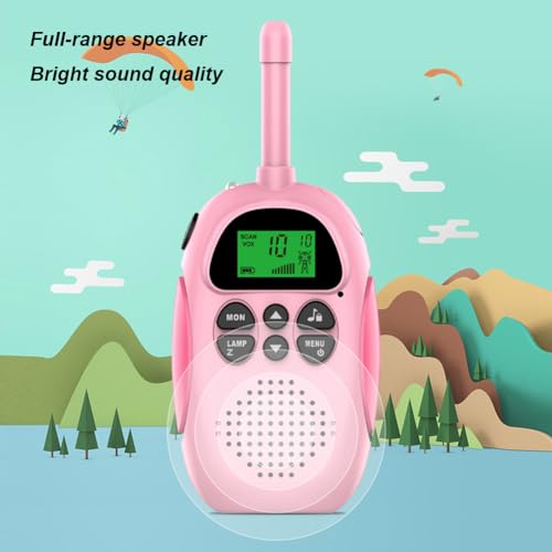 Fiorky Walkie-Talkie inalámbrico de 2 Piezas con batería integrada de 1000 mAh Walkie Talkies de Mano Radio de 2 vías Walkie Talkies de Dibujos Animados de Largo Alcance 22 Canales para niño