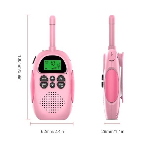 Fiorky Walkie-Talkie inalámbrico de 2 Piezas con batería integrada de 1000 mAh Walkie Talkies de Mano Radio de 2 vías Walkie Talkies de Dibujos Animados de Largo Alcance 22 Canales para niño