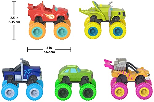 Fisher-Price Blaze and The Monster Machines Ruedas de ne n Paquete de 5 unidades, juego de veh culos de cami n monstruo fundido a presi n para ni os preescolares