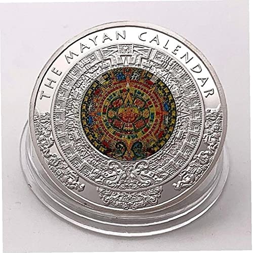 Fituenly Calendario Maya De México, Moneda De Oro Colorida, Calendario Azteca Maya Mexicano, Cultura De Profecía, Medalla Conmemorativa De Monedas Chapadas En Oro