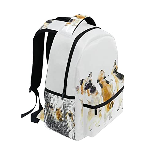 FJAUOQ Funny Pugs Dogs - Mochila escolar para niños y niñas, mochila escolar para libros, mochila de viaje, Como se muestra en la imagen, Talla única