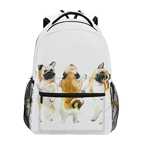 FJAUOQ Funny Pugs Dogs - Mochila escolar para niños y niñas, mochila escolar para libros, mochila de viaje, Como se muestra en la imagen, Talla única