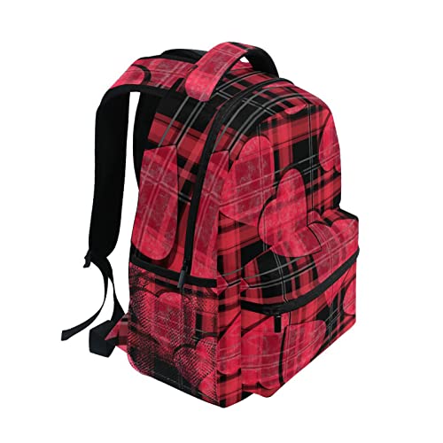 FJAUOQ Mochila escolar de cuadros rojos para niños y niñas, mochila escolar para escuela primaria, mochila de viaje, Como se muestra en la imagen, Talla única