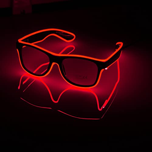 flintronic Gafas LED, Gafas de Sol LED Intermitentes, Gafas para Fiestas, Gafas de Neón de 4 modos, con Cable EL, para Fiestas de DJ, Conciertos en Vivo, Fiestas Rave-Rojo