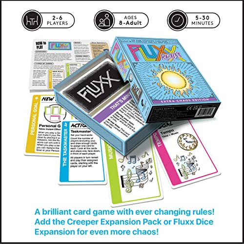 Fluxx Remix,Juegos de cartas para adultos y niños,2-6 jugadores,Juegos de cartas para familia,5-30 minutos de juego,Juegos de cartas para niños y adultos a partir de 8 años,Inglés