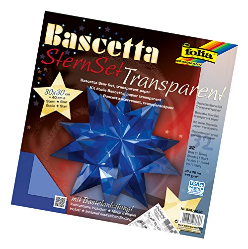 Folia 836/3030 Bascetta - Set de papeles transparentes de 30 x 30 cm para construcción de estrellas (32 hojas) color azul [Importado de Alemania]