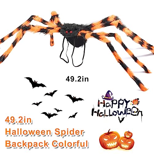 Forhome Decoración de araña Gigante de Halloween,Patas de araña Negras Grandes para Adultos,Disfraces de araña Peluda Grande Falsa en la Espalda para Exteriores Patio,Fiesta,Regalos Decor
