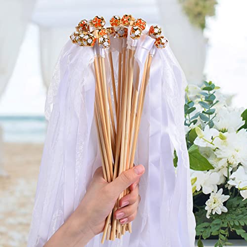 FORMIZON 30 Varillas Suerte Varitas para Bodas, Varitas de Cintas y Cascabeles, Mágicas de la Suerte con Cintas para Bodas, Cumpleaños, Decoraciones de Fiesta (Blanco)