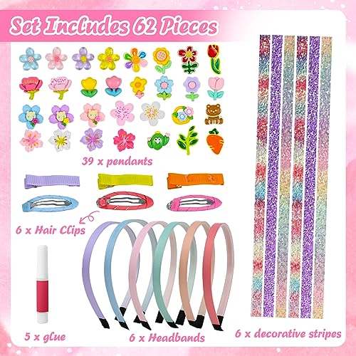 FORMIZON DIY Diadema para Niñas, Set de Accesorios para el Pelo, Accesorios para el Pelo Manualidades para Niñas, Cintas para el Pelo Caseras, Juegos Creativos de Manualidades Regalos para Niñas