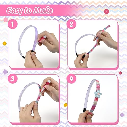 FORMIZON DIY Diadema para Niñas, Set de Accesorios para el Pelo, Accesorios para el Pelo Manualidades para Niñas, Cintas para el Pelo Caseras, Juegos Creativos de Manualidades Regalos para Niñas