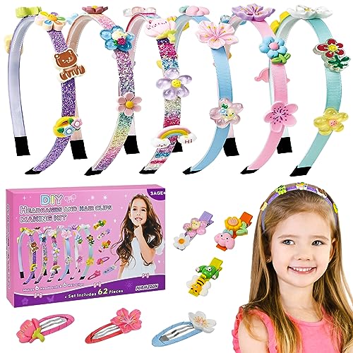 FORMIZON DIY Diadema para Niñas, Set de Accesorios para el Pelo, Accesorios para el Pelo Manualidades para Niñas, Cintas para el Pelo Caseras, Juegos Creativos de Manualidades Regalos para Niñas