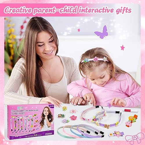 FORMIZON DIY Diadema para Niñas, Set de Accesorios para el Pelo, Accesorios para el Pelo Manualidades para Niñas, Cintas para el Pelo Caseras, Juegos Creativos de Manualidades Regalos para Niñas