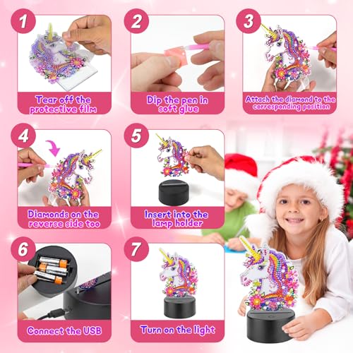 FORMIZON Regalo Niñas 4 5 6 7 8 9 Años, Set de 3D Diamantes Pintura, Poke Painting Manualidades para Niños 3-8 Años, Decoraciones para Regalos de Cumpleaños, Navidad y Año Nuevo de Niñas (Unicornio)