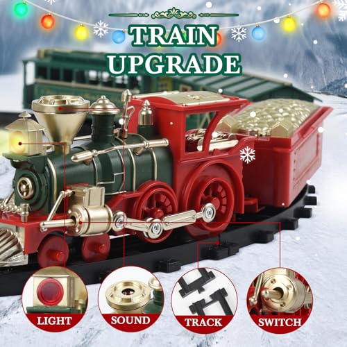 FORMIZON Tren Juguete para Niños, Tren de Navidad Eléctrico, Control Remoto Juegos De Trenes con Luz, Sonidos, Tren Arbol de Navidad, Tren de Locomotora Motor con Control Remoto para Niños