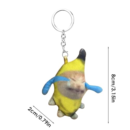 Fouhaly Peluche de Gato plátano - Llavero de muñeca maullido de plátano,Novedad Atractivo Divertido, Sonidos de Bebé, Mini Meme Suave de Gato Plátano para Novia, Novio, Regalo Familiar