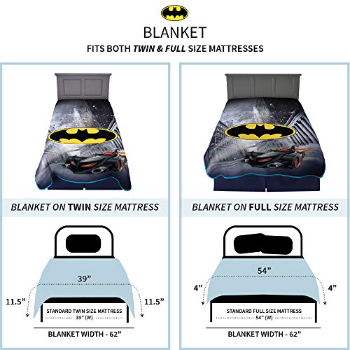 Franco Manta de Ropa de Cama para niños, tamaño Individual/matrimonial de 62 x 90 Pulgadas, Batman