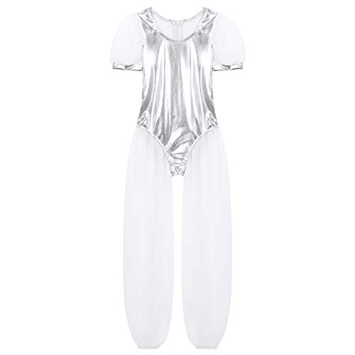 Freebily Maillot de Danza Ballet Niña Leotard Jumpsuit Deportivo Gimnasia Disfraces Princesa Jazmín Aladino de Cuentos Hadas Niñas 4-12 Años Plateado 8 Años