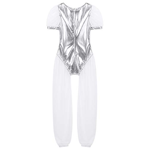 Freebily Maillot de Danza Ballet Niña Leotard Jumpsuit Deportivo Gimnasia Disfraces Princesa Jazmín Aladino de Cuentos Hadas Niñas 4-12 Años Plateado 8 Años