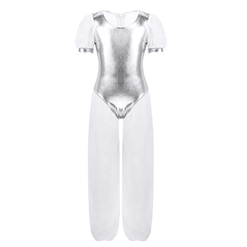 Freebily Maillot de Danza Ballet Niña Leotard Jumpsuit Deportivo Gimnasia Disfraces Princesa Jazmín Aladino de Cuentos Hadas Niñas 4-12 Años Plateado 8 Años