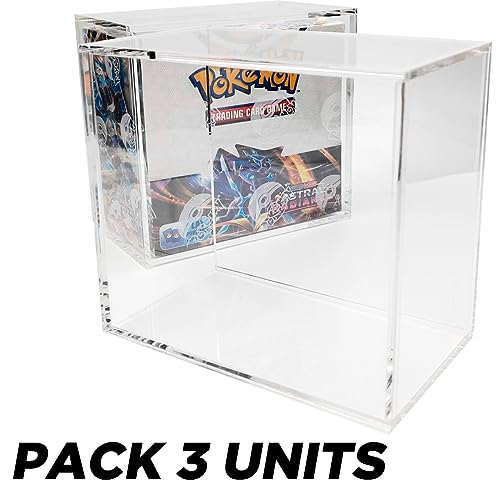 Friki Monkey Caja de Almacenamiento Acrílica para Pokemon Booster Box: Protege Cajas Pokemon – Medidas de Pokemon Display de Cajas Pokemon de 36 Sobres (3 Unidades)