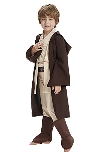 Fuman Jedi Robe Mace Windu Cosplay Disfraz de Halloween para niño (M, marrón)