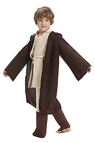 Fuman Jedi Robe Mace Windu Cosplay Disfraz de Halloween para niño (M, marrón)