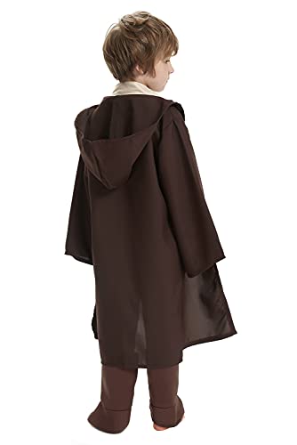 Fuman Jedi Robe Mace Windu Cosplay Disfraz de Halloween para niño (M, marrón)