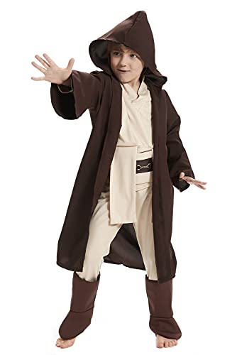 Fuman Jedi Robe Mace Windu Cosplay Disfraz de Halloween para niño (M, marrón)