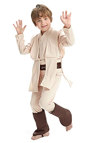 Fuman Jedi Robe Mace Windu Cosplay Disfraz de Halloween para niño (M, marrón)