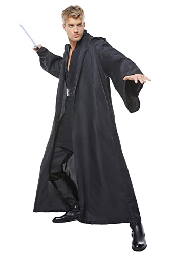 Fuman Kenobi Jedi Knight Anakin Skywalker Cosplay Traje Jedi Disfraces para adultos Hombres Disfraz de Halloween (Jedi Black, L)